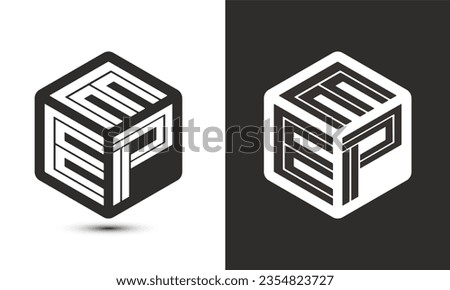 EEP letter logo design with illustrator cube logo, vector logo modern alphabet font overlap style. Premium Business logo icon. White color on black background
