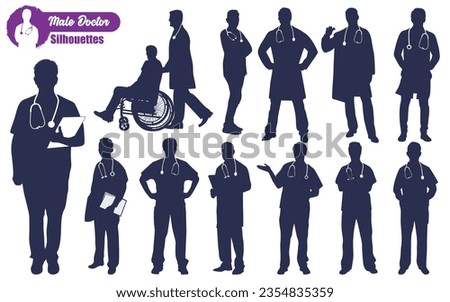 Male Doctors Silhouettes Vector illustration
