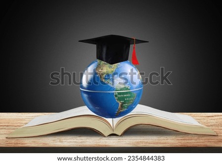 Graduation cap and school  Earth globe.
