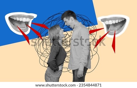 Picture collage of aggressive people solving trouble Royalty-Free Stock Photo #2354844871