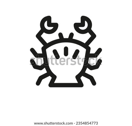 Crab icon vector. Linear style sign for mobile concept and web design. Crab  symbol illustration. Pixel vector graphics - Vector.