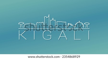 Kigali, Rwanda Skyline Linear Design. Flat City Illustration Minimal Clip Art. Background Gradient Travel Vector Icon.
