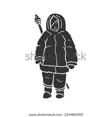Eskimo Icon Silhouette Illustration. North Pole Vector Graphic Pictogram Symbol Clip Art. Doodle Sketch Black Sign.
