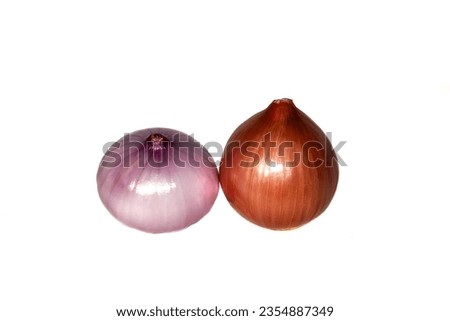 Big onions put on white background with isolated picture.