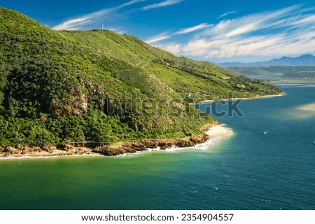 Aerial view of Knysna Heads in Knysna, Garden Route, South Africa Royalty-Free Stock Photo #2354904557