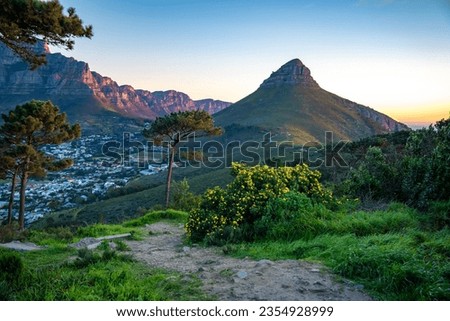 Signal Hill sunset viewpoint over Cape Town in Western Cape, South Africa Royalty-Free Stock Photo #2354928999