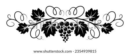 Grapes vine decorative pattern. Graphic illustration for grape juice or wine label, emblem or banner. Royalty-Free Stock Photo #2354939815