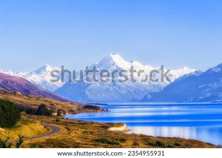 NZ Mt Cook Lake Postcard Royalty-Free Stock Photo #2354955931