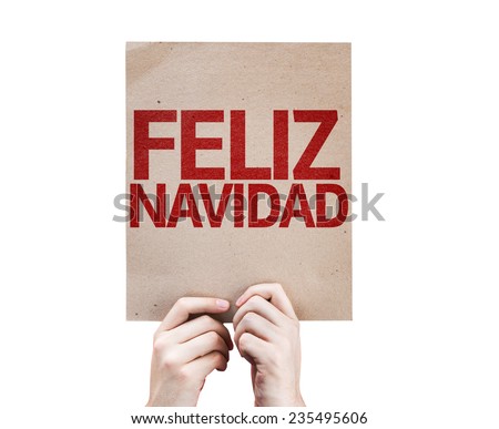 Merry Christmas (In Spanish) card isolated on white background