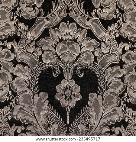brown vintage fabric with damask pattern as background, square image