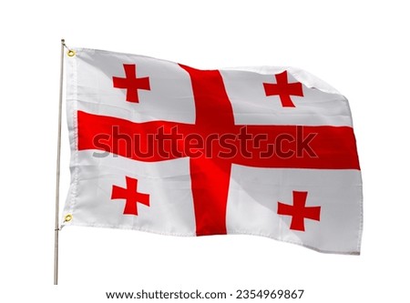 Georgia flag on flag pole, Independence constitution day. Isolated over white background Royalty-Free Stock Photo #2354969867