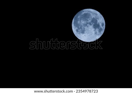 August blue super moon. Full moon. Lunar.