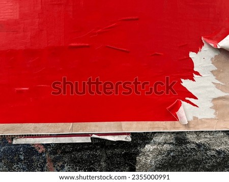 Retro vintage bold red torn urban empty street poster placard texture  Royalty-Free Stock Photo #2355000991