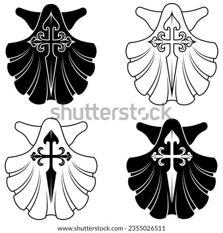 Vector design of christian symbology of the apostle santiago, Venera with cross of the apostle santiago Royalty-Free Stock Photo #2355026511