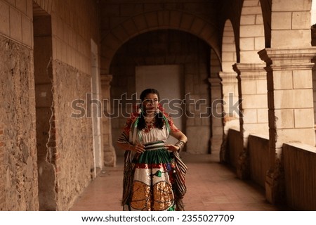 Pretty Woman wearing traditional costumes dress typical and folklore 
