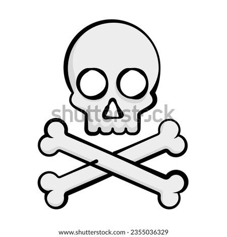 skull and cross bones logo icon flat vector illustration clipart