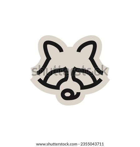 Raccoon face, line vector icon illustration.