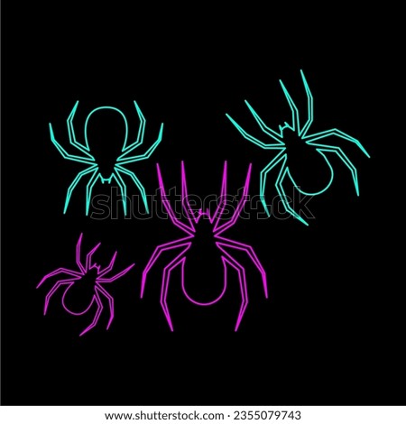 Line art icon of spider, neon color