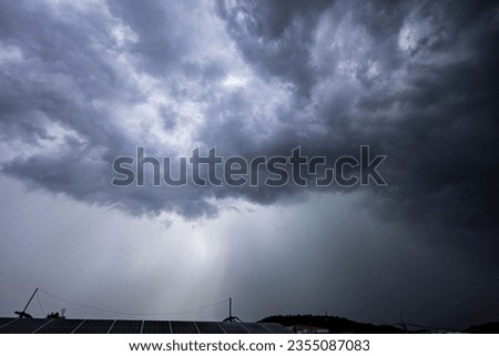Stormy Clouds An Approaching Thunderstorm, Backgrounds for advertisements and wallpapers in natural scenes and outdoor landscapes. Actual images in decorating ideas