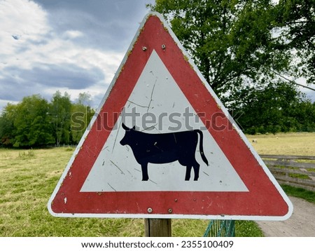 Yield to Cows Traffic Sign in Rural Germany