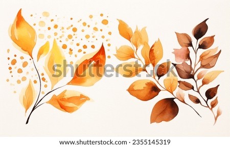 autumn watercolor fallen leaves, clip art, for design