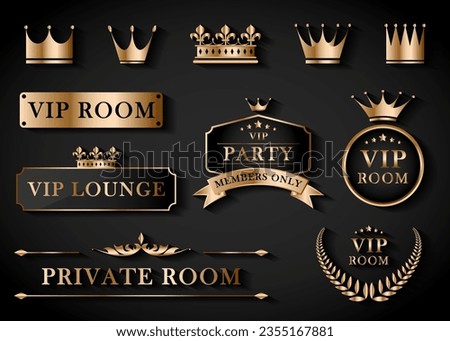Badge label or tag luxury template design vip room, vip party, vip room, private Royalty-Free Stock Photo #2355167881