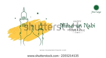 Eid Milad un Nabi Mubarak Festival Banner with Mosque Vector Illustration Template Design Royalty-Free Stock Photo #2355214135