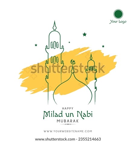 Eid Milad un Nabi Mubarak Festival with Mosque Vector Illustration Template Design Royalty-Free Stock Photo #2355214663