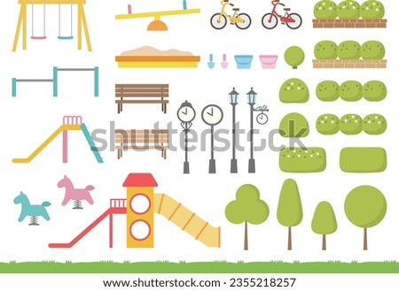 Playground, park, playground equipment icons set. Vector illustration. Royalty-Free Stock Photo #2355218257