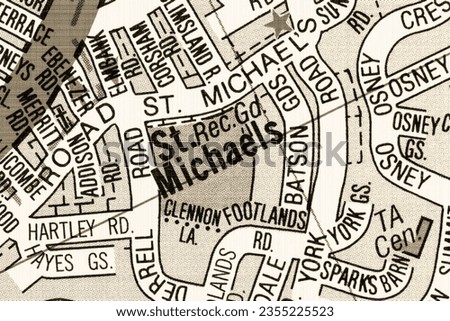 St. Michaels, Devon, England, United Kingdom atlas map town name in sepia