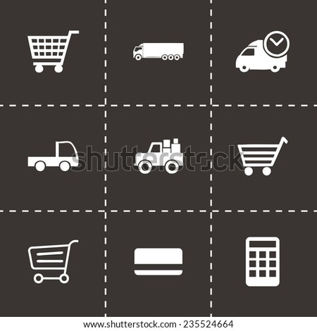 Vector shopping icon set on black background