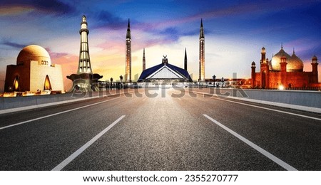 Pakistan monument n night sky line Royalty-Free Stock Photo #2355270777