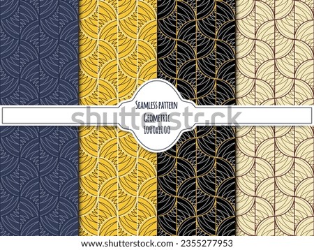 A set of seamless pattern with geometric shapes, ornament different colors, 1000x1000 pixels. Vector graphic