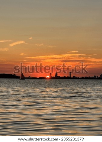 Summer sunset over Boston harbor