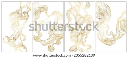 Backdrop cover template hand drawn set. Abstract wavy curve line background collection wallpaper or poster. Royalty-Free Stock Photo #2355282139