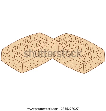 Brown line brownie. Cute flat vector illustration with dessert theme. Food.
