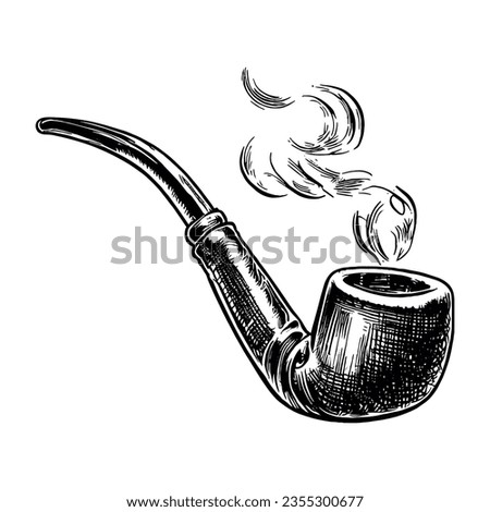 vintage smoking pipe, old-fashioned cigarette illustration
