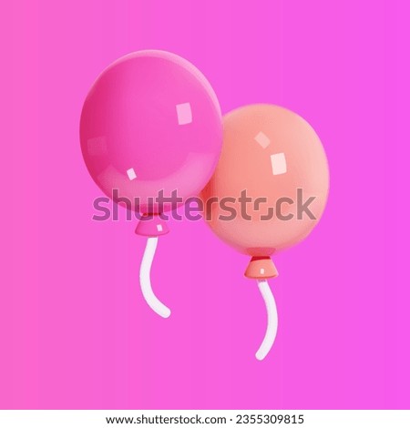 Two air balloons vector 3d icon.