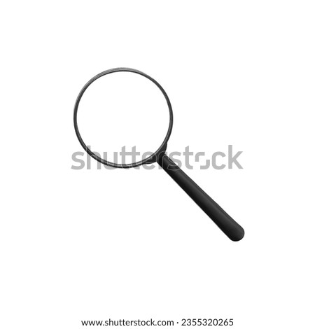 A magnifying glass isolated on a white background. Mockup with empty copy space for a text and design. 3d trendy creative collage in magazine style. Modern contemporary art. Black loupe. The science Royalty-Free Stock Photo #2355320265