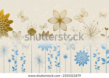 flowers and butterflis spring clip art  vector