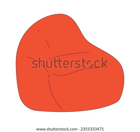 Beanbag chair flat flat line color isolated vector object. Soft seat for chilling. Editable clip art image on white background. Simple outline cartoon spot illustration for web design