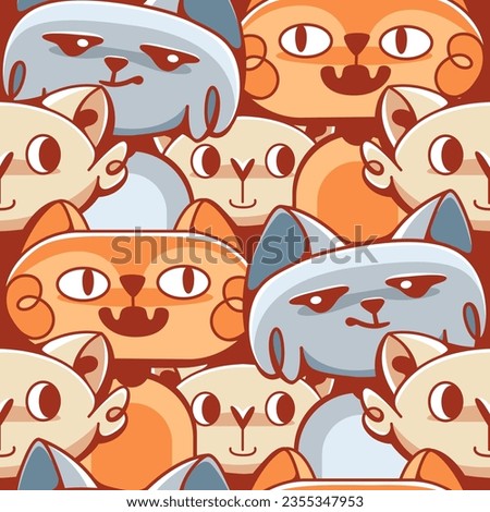 Vector pattern on Halloween theme with cute cats.
