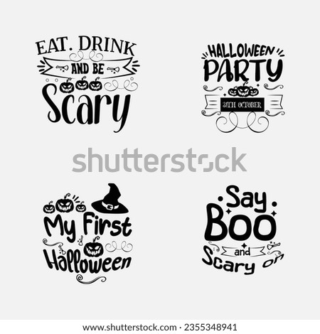 Happy Halloween vector typography set. Set of Halloween celebration collection with retro grunge effect. Halloween Concept for shirt or logo, print, stamp poster, greeting card, party invitation..