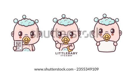 cute baby cartoon mascot. vector illustrations with different expressions
