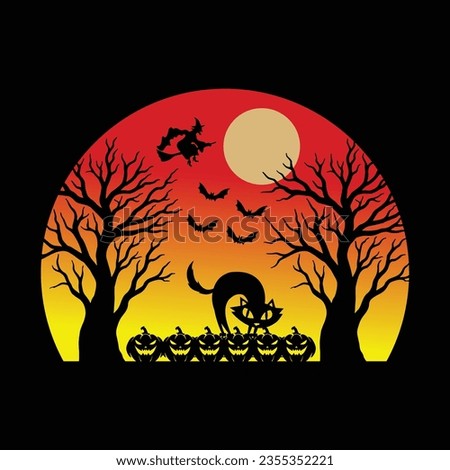Happy Halloween cat t-shirt design 