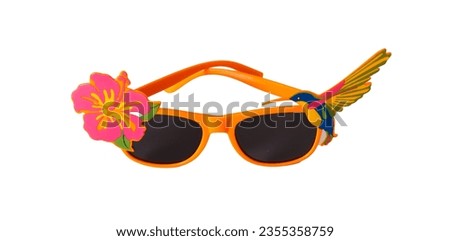 Orange tropical sunglasses isolated on a white background