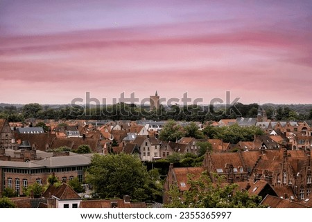 Medieval Town Bruges old city in Flanders in Belgium Europe. Art and culture. Tourists city called the Venice of the North. Ancient medieval architecture gothic buildings, canals, cobbled alleyways Royalty-Free Stock Photo #2355365997