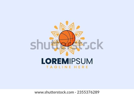 Modern simple basketball sun logo icon template illustration