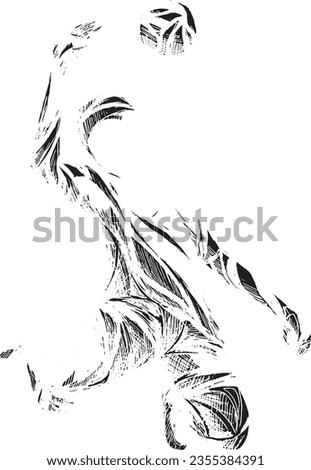 Hand sketch volleyball player. Beach volleyball player in action vector illustration
