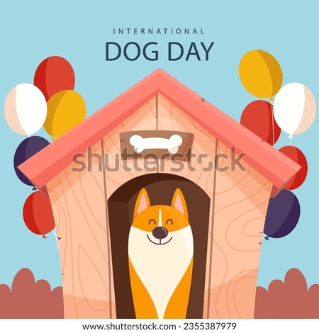 Flat International Dog Day Celebration Isolated On White Background. Vector Illustration In Flat Style.